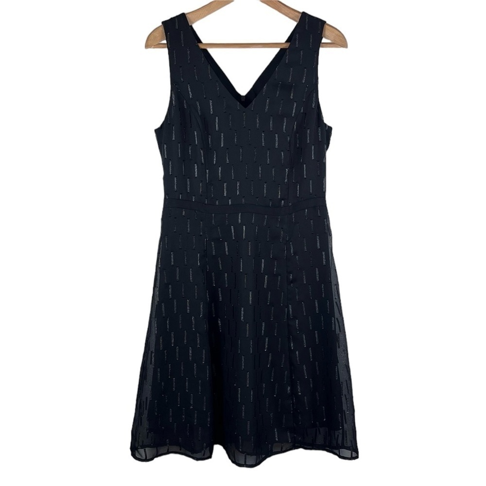 NWT Banana Republic Elegant Metallic Black Chiffon Dress • Size 8 - Picture 7 of 15